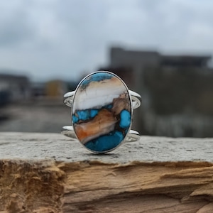 Oyster Turquoise Ring, Beautiful Ring, 925 Silver Ring, Handmade Ring, Natural Oyster, Gemstone Ring, Boho Ring, Oyster Jewelry, Gift Her