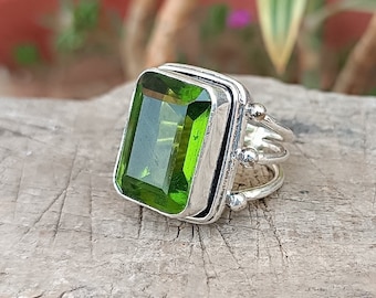 Peridot Ring, Statement Ring, Promise Ring, Women Ring, 925 Silver Ring, Handmade Ring, Gemstone Ring, Natural Peridot, Boho Ring, Gift Her