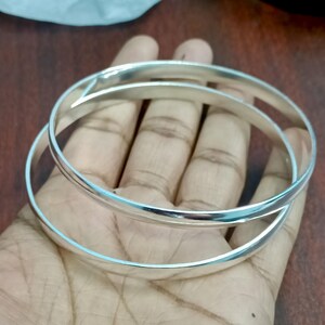 Set of 2 Solid 925 Sterling Silver Bangles For Women, Handmade Silver Bangle, Boho Silver Bangle, Women Bangle Stackable Bangle Gift Her