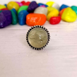 Natural Prehnite, Prehnite Jewelry, Prehnite Ring, 925 Silver Ring, Handmade Ring, Designer Ring, Gemstone Ring, Promise Ring, Women Ring