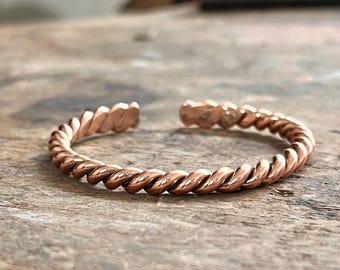Pure Copper Bangle, Handmade Bangle, Adjustable Bangle, Twisted Copper Bangle, Boho Bangle, Women Bangle, Anniversary Gift, Copper Bangle