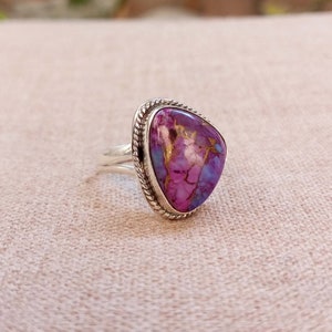 Purple Copper Turquoise Ring, Designer Ring, Gemstone Ring, Handmade Ring, Beautiful Ring, Women Ring, 925 Silver Ring, Boho Ring, Gift Her