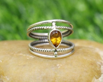 Citrine Ring, Statement Ring, Natural Citrine, 925 Silver Ring, Gemstone Ring, Handmade Ring, Lovely Ring, Promise Ring, Women Ring