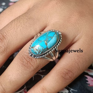 Blue Copper Turquoise Ring, Gemstone Ring, 925 Silver Ring, Handmade Ring, Designer Ring, Beautiful Ring, Wedding Ring, Women Ring, Gift Her
