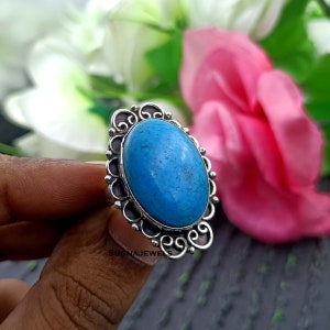 Natural Turquoise, Turquoise Ring, Gemstone Ring, Handmade Ring, Designer Ring, 925 Silver Ring, Boho Ring, Dainty Ring, Women Ring