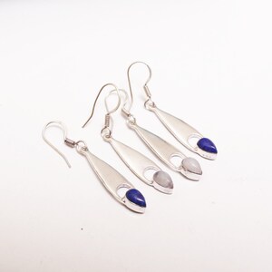 Lapis Lazuli, Moonstone Earring, Gemstone Earring, Handmade Earring, 925 Silver Earring, Beautiful Earring, Women Earring, Silver Jewelry