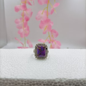 Purple Copper Turquoise Gemstone Ring, Statement Ring, Handmade Ring, Designer Ring, 925 Silver Ring, Beautiful Ring, Women Ring, Gift Her