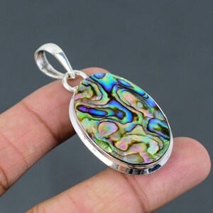 Abalone Shell Pendant, 925 Silver Pendant, Handmade Pendant, Gemstone Pendant, Natural Abalone Shell, Women Pendant, Boho Pendant, Gift Her