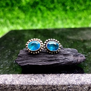 Blue Topaz Earring, 925 Silver Earring, Gemstone Earring, Handmade Earring, Designer Earring, Drop Earring, Wedding Earring, Women Earring
