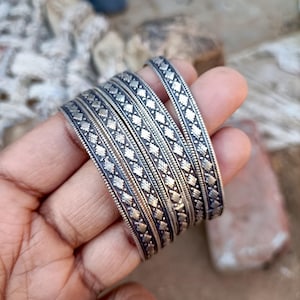 Bangle Set, Solid 925 Sterling Silver Bangles, Set of Bangles, Boho Designer Bangles, Gift Her, Bangles for Women, Beautiful 7 Set Bangles