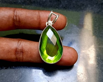 Peridot Gemstone Pendant, 925 Silver Pendant, Handmade Pendant, Natural Peridot, Lovely Pendant, Women Pendant, Boho Pendant, Gift For  Wife