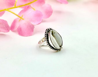 Cowrie Shell Ring, 925 Silver Ring, Handmade Ring, Designer Ring, Gemstone Ring, Statement Ring, Natural Shell, Women Ring, Gift For Women