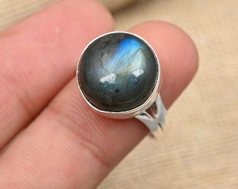 Natural Labradorite Ring, Handmade Ring, Women Ring, 925 Silver Ring, Statement Ring, Labradorite Ring, Gemstone Ring, Boho Ring, Gift Her