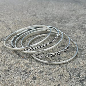 5 Set of, Bangle Star & Moon Bangles, 925 Sterling Silver Bangles, 5 Designer Bangles, Twisted Bangle Gift For Girls, Wedding Gift For Women