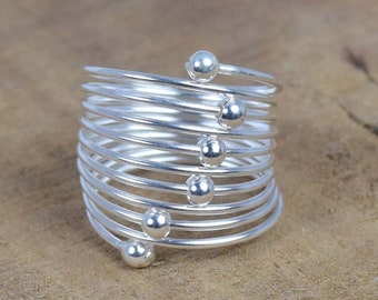 Multi Band Silver Ball Ring 925 Silver Handmade Ring Jewelry ~ Spiral Ball Ring ~ Elegant Multi Band Silver Plain Ring ~ Gift For Wife