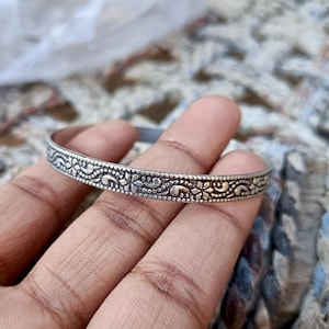 Solid 925 Sterling Silver Boho Bangle, Thick Heavy Domed Silver Bangle, Chunky Silver Bracelet, Stackable Bangle, Beautiful Bangle, Gift Her