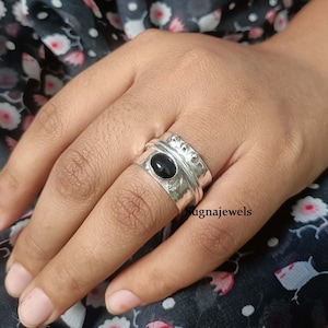 Black Onyx Ring, Spinner Ring, 925 Silver Ring, Gemstone Ring, Handmade Ring, Band Ring, Meditation Ring, Thumb Ring, Women Ring, Gift Her