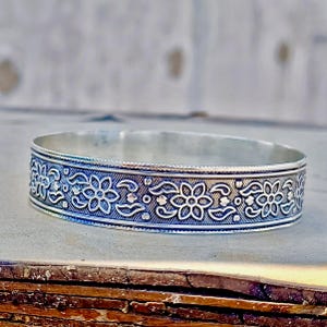 Solid 925 Silver Bangle, Beautiful Bangle, Handmade Bangle, Flower Bangle, Statement Bangle, Women Bangle, Silver Bangle, Danty Bangle, Gift