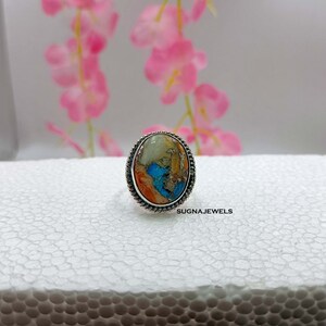 Oyster Copper Turquoise Ring, Gemstone Ring, Handmade Ring, 925 Silver Ring, Statement Ring, Designer Ring, Beautiful Ring, Women Ring