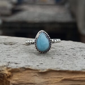 Larimar Ring, Beautiful Ring, Designer Ring, Handmade Ring, 925 Silver Ring, Gemstone Ring, Boho Ring, Women Ring, Natural Larimar, Gift Her