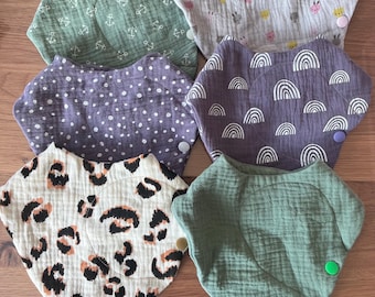 Sciarpa, tessuto, scomparto per assorbente, mussola, stampa leopardata, fatto a mano, neonato, bambino, ragazzo, ragazza, assorbente alle erbe