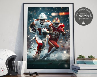 Superbowl 2024 Poster Download, Digital NFL Football Art, Printable Super Bowl Party Decorations, Sports Fan Gift, Game Day Wall Art