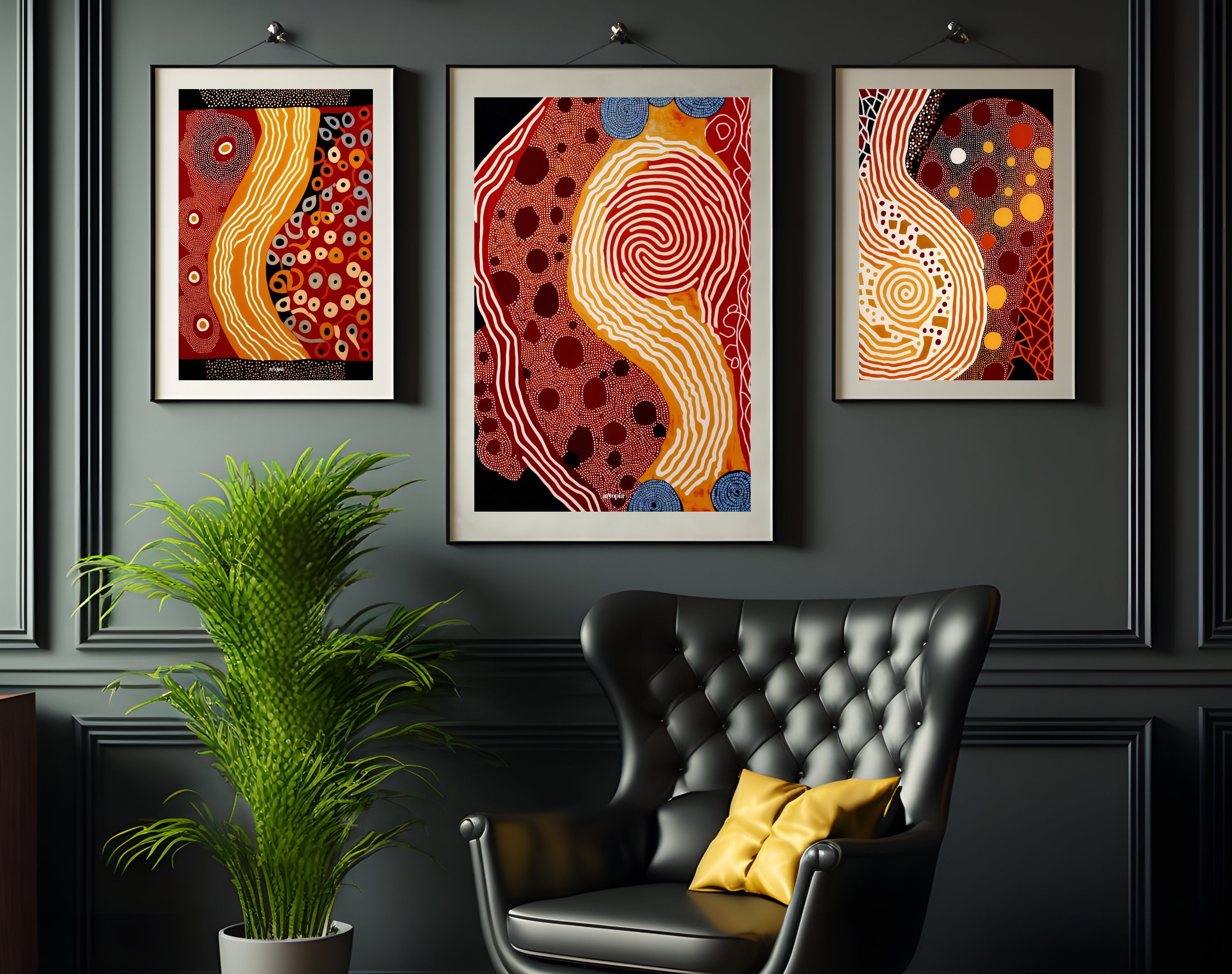 Aboriginal Art Originals, Set of 3, Indigenous Australian Ethnic Tribal ...
