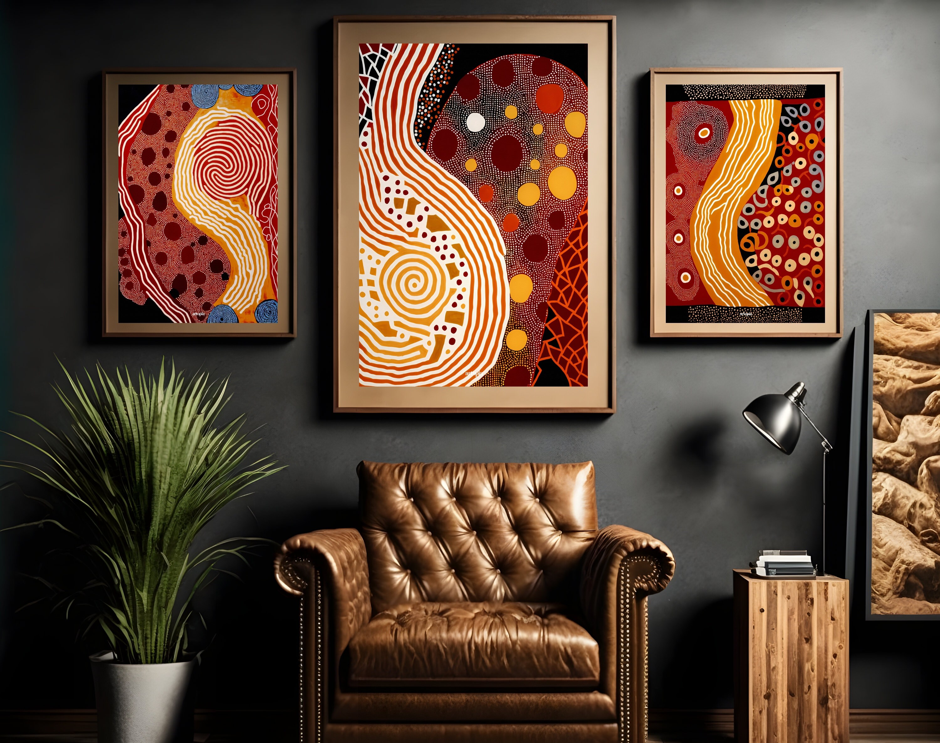 Aboriginal Art Originals, Set of 3, Indigenous Australian Ethnic Tribal ...