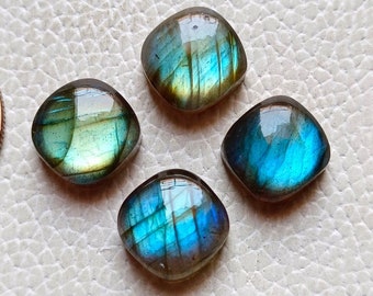 12 Mm. 4 Pcs Flashy Labradorite Cushion Shape Gemstone Lot, Labradorite Cushion, Gorgeous Labradorite cushion, Heeling Crystal Use For Her