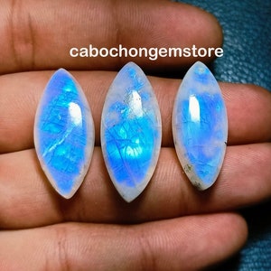 Mind Blowing AAA+ Moonstone Marquise Shape Cabochon,, Blue flashy loose gemstone  flat back, Calibrated  Cabs sizes:-8x16, 9x18, 10x20 MM