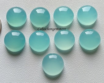 Runde Form Paraiba Chalcedon 100% natürliche Aqua Paraiba Chalcedon Großhandel Lot kalibrierte Größe flache Rückseite runde Form Lot Herstellung von Schmuck.
