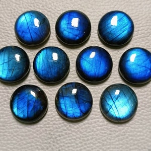 Glorious - Voll Blauer Blitz Labradorit Cabochon Handpolierter Labradorit Runde Form Labradorit Lose Edelstein für die Herstellung von Schmuck