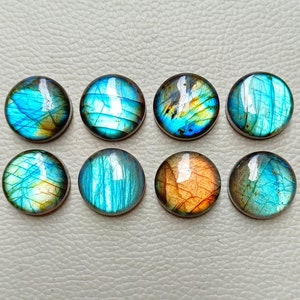 Glorious - Multi Flash Labradorit Cabochon Handpolitur Runde Form Lose Edelstein Größe - 5 bis 30 MM. Labradorit rund für die Herstellung von Schmuck.