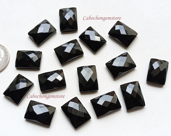 AAA+ Grade Faceted Black Obsidian Rectangle shape Loose Gemstone, Checker Cut Obsidian, Faceted Obsidian, Polished Obsidian For Jewelry.