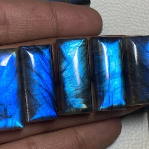 Magnifique ~ cabochon en forme de rectangle à dos plat Labradorite bleu flashy, Pierres précieuses en vrac rectangle Labradorite, Labradorite à utiliser pour elle