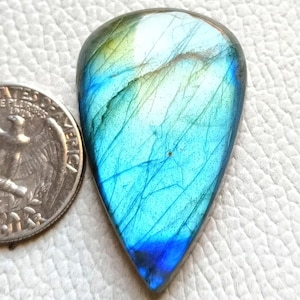 top quality blue labradorite pear cabochon loose gemstone labradorite Skye blue natural labradorite blue fire gemstone pear size,42x26x7,mm