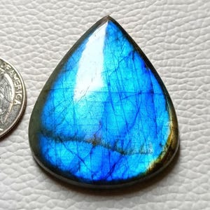 DEEP BLUE - Flash Labradorite Cabochon Pear Shape Loose Gemstone Size - 45x36x6 MM. Best For Making All Jewelry.!!