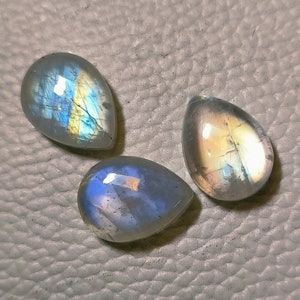 AMAZING Blue Flashy Moonstone Gemstone lot Cabochon Smooth Polished For Jewelry Making!! Back Flat  100% Natural Moonstone Cabs!
