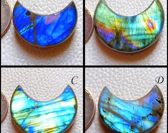 Natural Moon Labradorite, AAA Quality Crescent Moon Cabochon, Half Moon Shape Labradorite Gemstone, Wholesale Crescent Moon Labradorite.