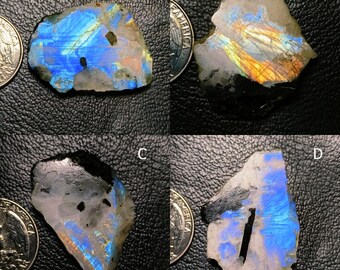 Wow ~ Blue Flashy Rainbow Moonstone Rough , Polished Moonstone Raw, Moonstone Slab Mix Shape & Size Best For Wire Wrapped Jewelry.