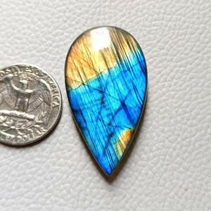 SUPER Quality Full Blue Flashy Labradorite Gemstone, PEAR Shape Size :43X24X7,mm Loose Gemstone, Handmade Labradorite Making All Jewelry.
