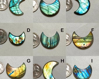 Labradorite crescent Moon, Crescent Moon AAA quality Multi fire Labradorite Moonstone, Mix Size Labradorite Cabochon, Crescent Moon Jewelry