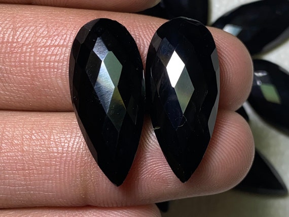 21X12X6 MM Black Onyx Pairs, Faceted Onyx, Lot Onyx for