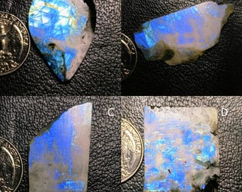 Genuine ~ Blue Flashy Rainbow Moonstone Rough , Polished Moonstone Raw, Moonstone Slab Mix Shape & Size Best For Wire Wrapped Jewelry.