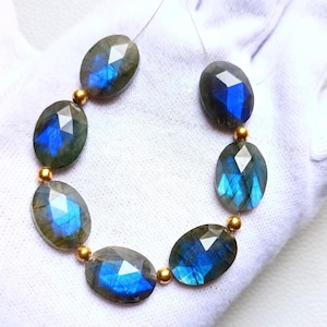AAA +GRADE 7 pieces drilled rose cut, labradorite top quality blue fire, labradorite faceted rose cut, gemstone faceted 13x18,MM !!!!
