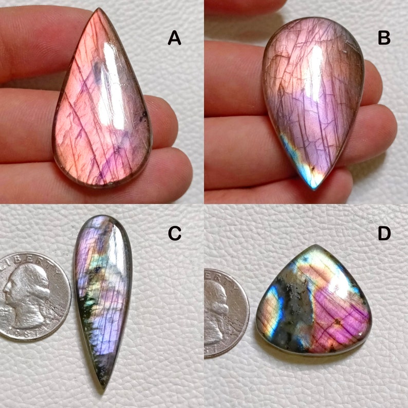 Cabochon di labradorite naturale multi rara, labradorite viola multi, pietra preziosa sfusa, cristallo di labradorite, cristalli curativi, pietra portafortuna immagine 1