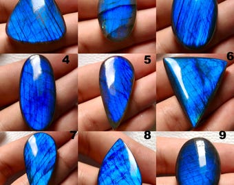 Cabochon di labradorite blu naturale al 100%, pietra preziosa sfusa, cabochon di labradorite blu naturale AAA+ per gioielli fatti a mano e pietre preziose avvolte in filo metallico