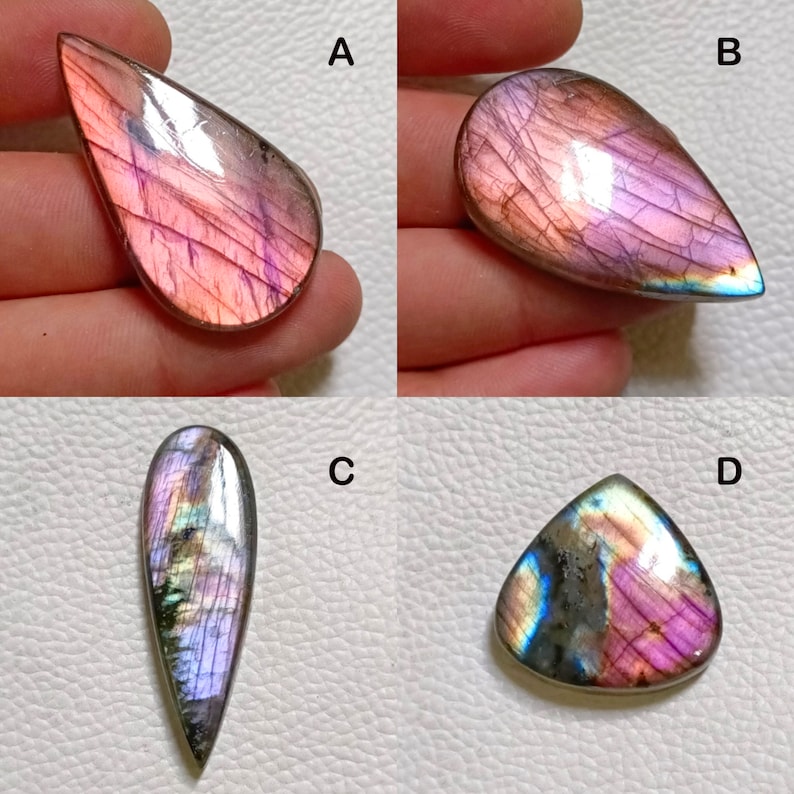 Cabochon di labradorite naturale multi rara, labradorite viola multi, pietra preziosa sfusa, cristallo di labradorite, cristalli curativi, pietra portafortuna immagine 2