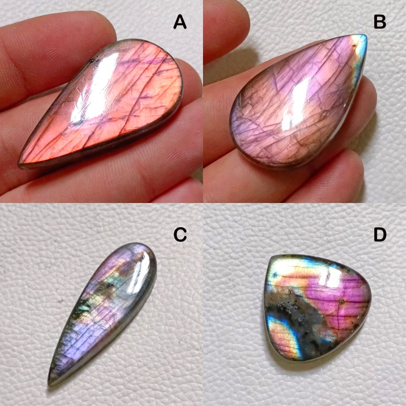 Cabochon di labradorite naturale multi rara, labradorite viola multi, pietra preziosa sfusa, cristallo di labradorite, cristalli curativi, pietra portafortuna immagine 3