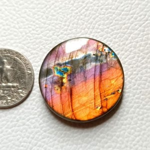 Designer ~ Multi Purple Flashy Labradorite Cabochon, Labradorite Round Size: 33x33x8 MM. Labradorite Gemstone Making Wire Wrapping Jewelry..